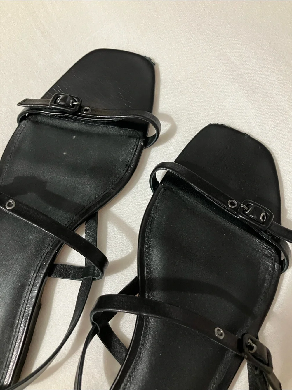 Veronica Beard Malinda Black Leather  Flat Strappy Sandals- 10
